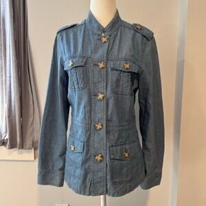 Vintage LL Bean lightweight denim chore utility coat button down with pockets XS
